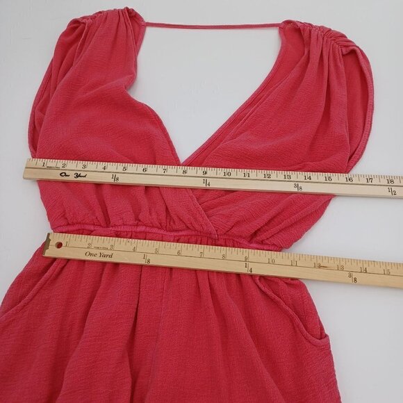Billabong Pink Crossover Front Gauze Romper Women's S Boho Hippie Summer Beach - Picture 7 of 9